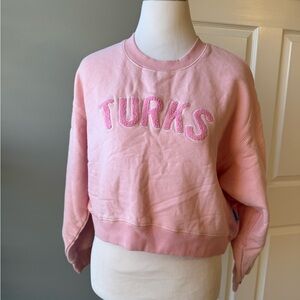 Okaicos TURKS Appliqué Pink Crop Sweathsirt Large
